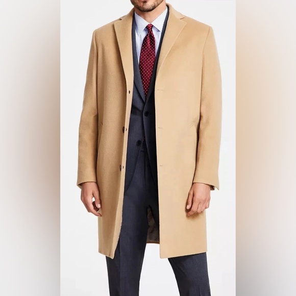 Brooks Brothers Men's Beige Camel Color Wool Three-Button Coat